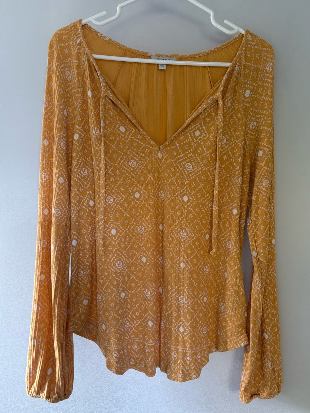 Lucky Brand Mustard Yellow Long-Sleeve Top